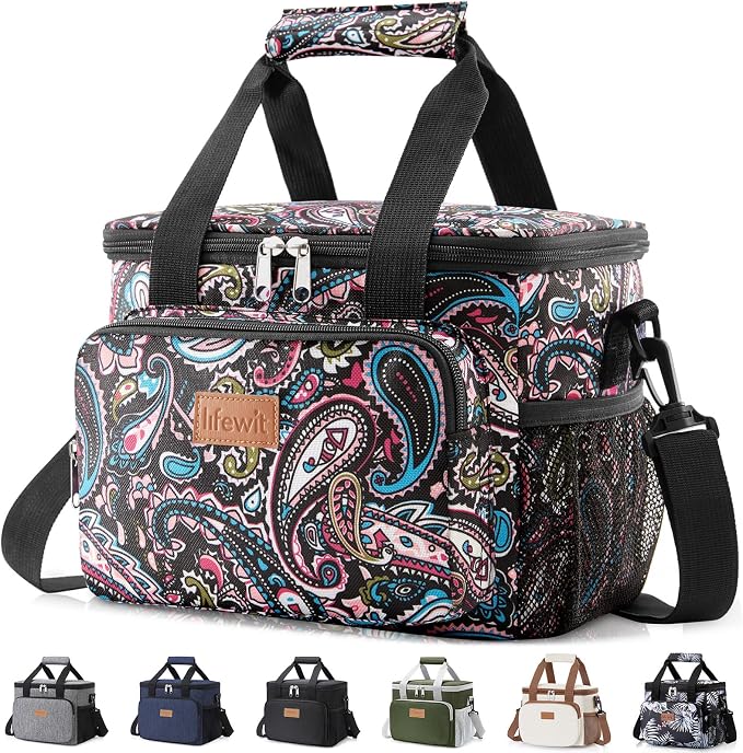 Lifewit Medium Lunch Bag, Insulated Lunch Box, Soft Cooler Cooling Tote for Adult Men Women, Paisley 12-Can (9L) by Lifewit