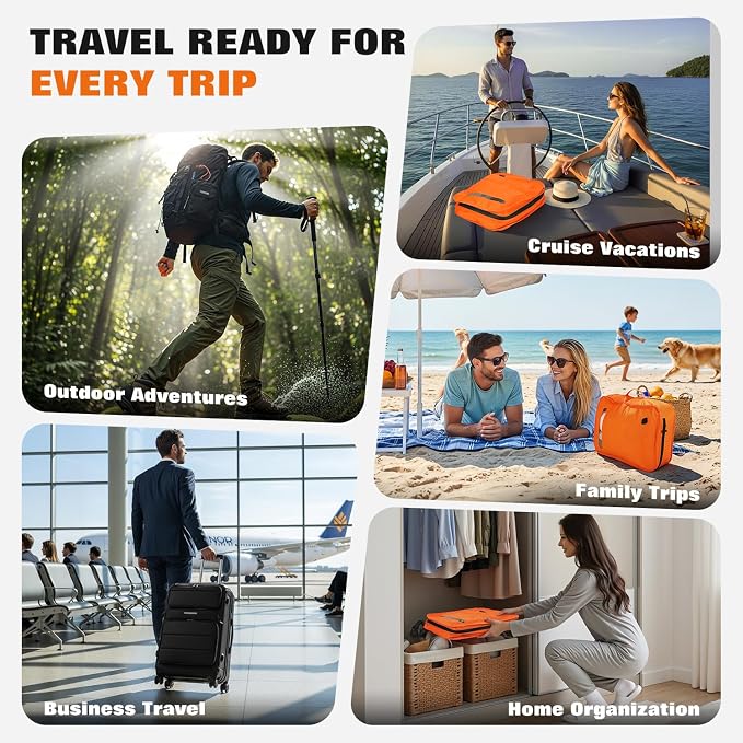 Vacuum Bags for Travel with Wired Pump, Travel Compression Bags for Clothes, 180° Open Zipper, Save 80% Space, IP68 Waterproof Travelpack Vacuum Kit for Luggage, Suitcase, Home Storage (2 Pack + Pump) - Image 8