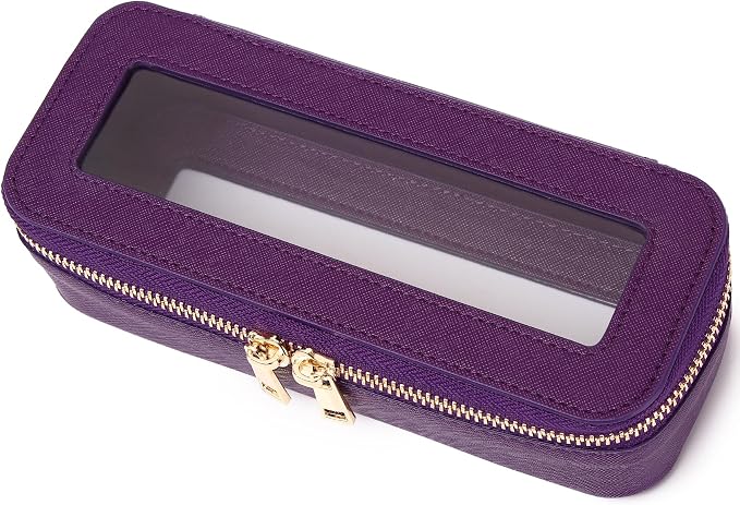 Pinkmik Makeup Brush Case, D.Purple, Slim | Clear Travel Cosmetic & Toiletry Bag, Purse Organizer, Car Essential Bag, For Women by Pinkmik