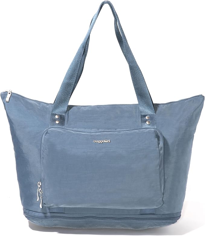 Baggallini Carryall Expandable Lightweight Travel Tote 22" Packable Folding Compact Nylon Washable Weekender w/Luggage Sleeve by baggallini