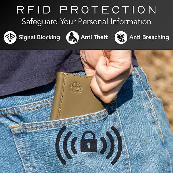 Stealth Mode Trifold Leather Wallet for Men with RFID Blocking (Camo) | Top Grain Napa Leather, 9 Card Slots, ID Window, Gift Box – Gift for Dad, Husband, or Son - Image 4