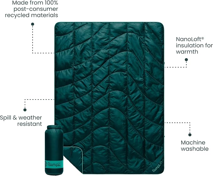 Rumpl Travel Puffy Ultra-Packable Blanket, Sea Moss | Travel-Size Warmth and Comfort, Ultra-Packable Recycled Puffy Blanket with NanoLoft Insulation for Planes and Trains - Image 3