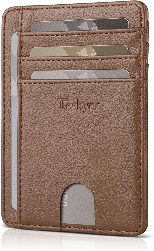 Teskyer Slim Minimalist Wallet for Men, RFID Front Pocket Card Holder | Ultra Slim Front Pocket Design, 8 Card Slots, RFID Protection, Smooth Faux Leather for Everyday Carry - Image 2