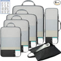 BAGAIL Lightweight Compression Packing Cubes for Travel, 6 Set, Black | Salis Nylon Fabric,Anti-Tearing,Save Space,SBS Zippers,Packing List,PVC Tag Pocket,Custom Labels,Visible Mesh,Portable Handel by BAGAIL