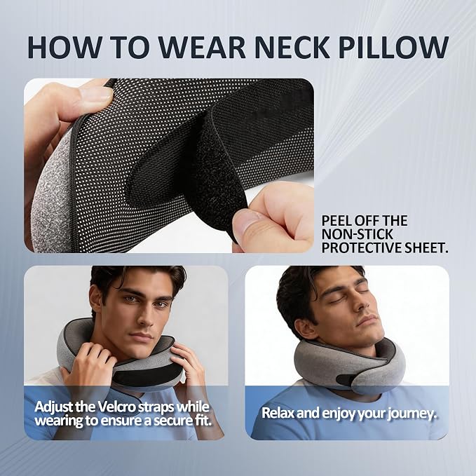 Travel Pillow, Neck Pillow for Airplane Travel, Memory Foam Neck Pillow - Image 7