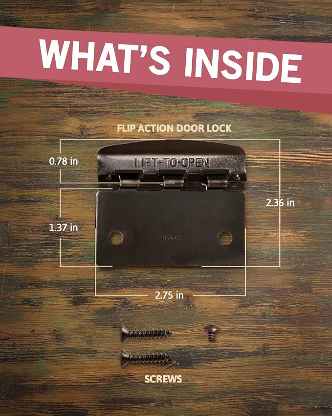 Jack N’ Drill Flip Action Door Lock (6 Pack)- Reversible Privacy Door Locks with Anti Lockout Screw for Child Proofing and Home Defense, Easy to Install and Durable Lock for Interior Swing-in Door - Image 2
