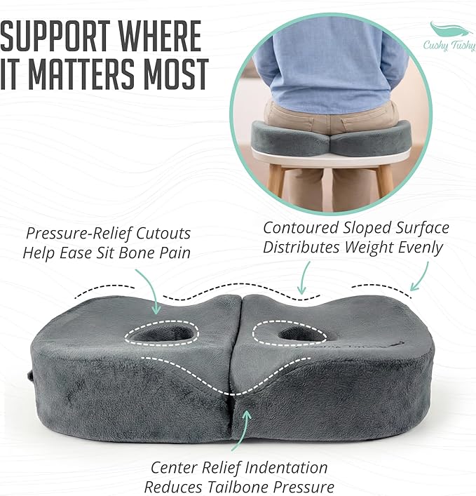 Seat Cushion | Premium Foldable Sit Bone Cushion for Pressure Relief, Hip, Hamstrings & Sciatica Comfort | Butt Pillow | Ergonomic Ischial Tuberosity Support for Home, Office & Driving - Image 4