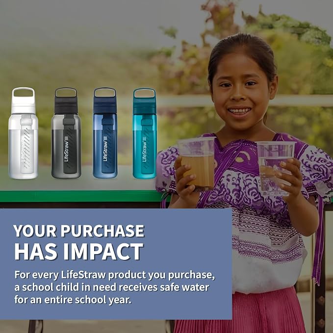 LifeStraw Go Series BPA-Free Water Filter Bottle, 1 L, Clear | Plastic Water Filter Bottle for Travel and Everyday use removes Bacteria, parasites and microplastics, Improves Taste - Image 2