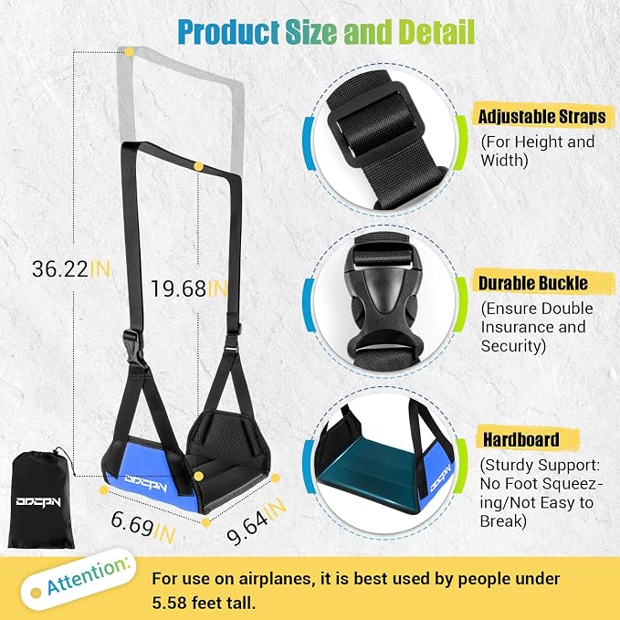2-Pack Foot Hammock Plane Travel, No Collapse Thickened Bamboo Foot Rest | Portable Airplane Foot Sling Wing with Thickened Foam & Carry Bag, Long-Flight Travel Essential Designed to Relax Your Feet - Image 4