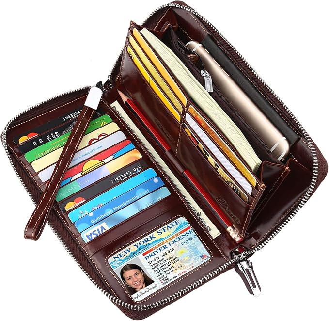 Small Compact Women Wallet RFID Blocking Genuine Leather Bifold Purse with ID Windows - Image 2