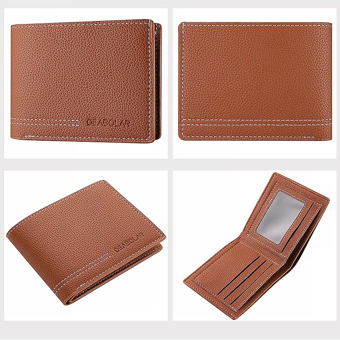 Men Wallet Black PU Material 4 Card Holder 2 Money Pockets 1 Clear Window Suitable for Gifts without RFID Slim Small for Traveling - Image 2
