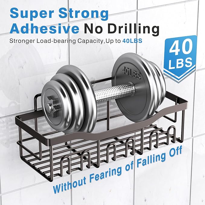 5-Pack Shower Caddy, No Drill Adhesive Shower Organizer, Rustproof Stainless Steel Bathroom Organizer, Space-Saving Bathroom Shelves for Apartment Essentials, Kitchen Storage Home Decorr-Larger - Image 4