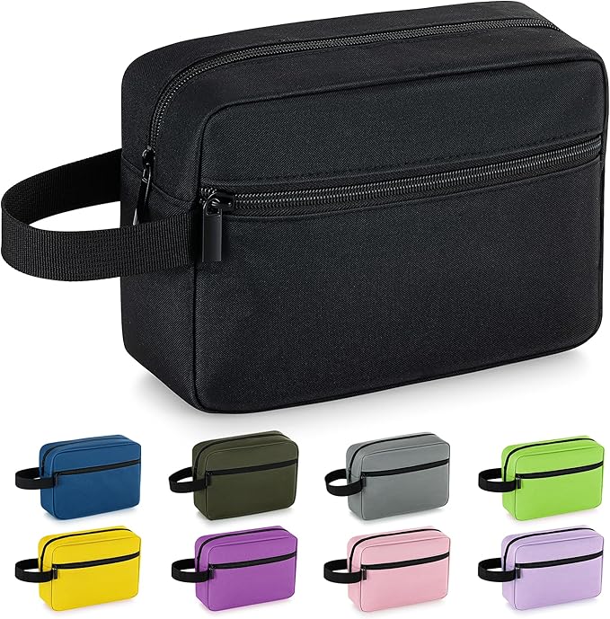 Elviros Travel Toiletry Bag for Women and Men,Lightweight Makeup Bag Hanging Dopp Kit with Shaving Compartment Cosmetic Organizer Small Tool Bag Travel Essentials,Gifts for Men(Black) by Elviros
