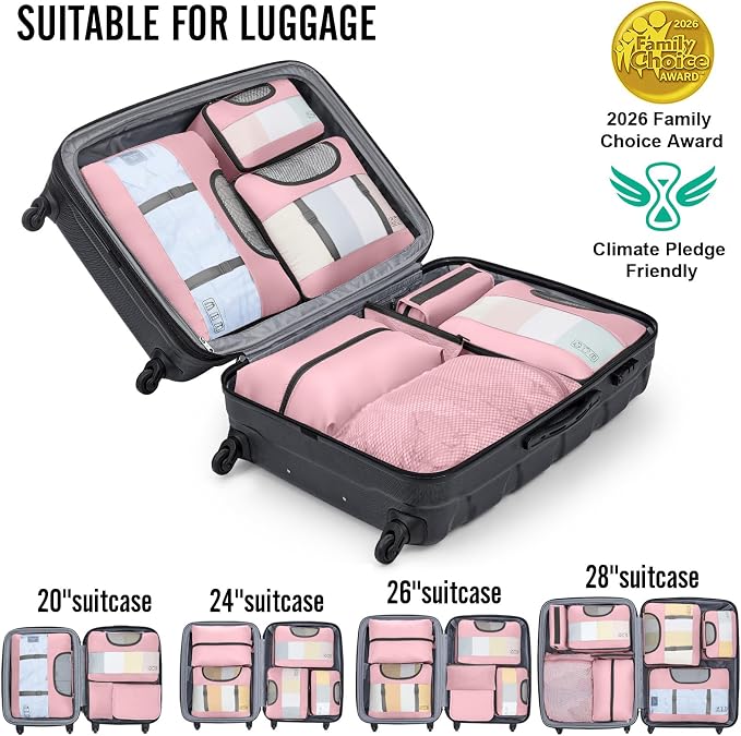 Veken 10 Set Packing Cubes for Travel Essentials,Anti-Wrinkle Buckled Suitcase Organizer for Shoe & Toiletry Bag,Carry On Luggage Bag with 99+ Count Mesh Holes for Airplane & College Dorm Accessories - Image 6