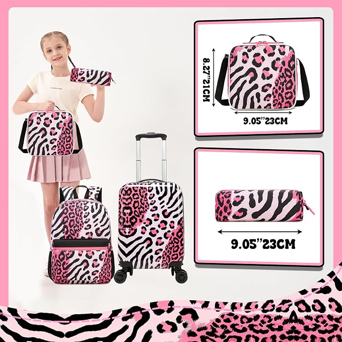 Kid's Luggage Sets Suitcases with Wheels for Girls Women 5 Piece Hardshell Toddler Suitcase Set with Neck Pillow Airplane 16'' Carry on Travel Luggage - Image 5