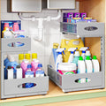 Under Sink Organizer, 1-Pack Pull Out Cabinet Organizer 2 Tier Metal Slide Out Storage Shelf Rack, L-Shaped Adjustable Height,Mesh Sliding Drawer for Kitchen, Bathroom, Laundry, Pantry, Grey, XL by Kitstorack