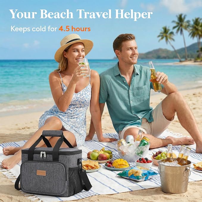 Lifewit Large Lunch Bag, Insulated Lunch Box, Soft Cooler Cooling Tote for Adult Men Women, Dark Gray 24-Can (15L) - Image 2
