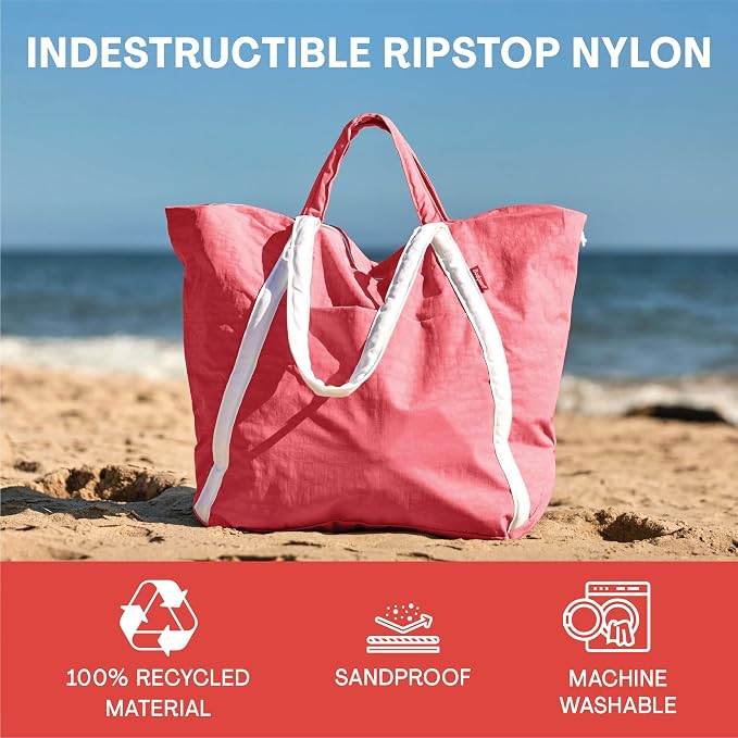 Bodysurf Beach Bag Waterproof Sandproof, Foldable Packable Travel Zip Tote | Pool, boat and swim bag for men and women, XL and medium, 6 colors, zip-top, front pocket, inner wet pouch, recycled nylon - Image 7