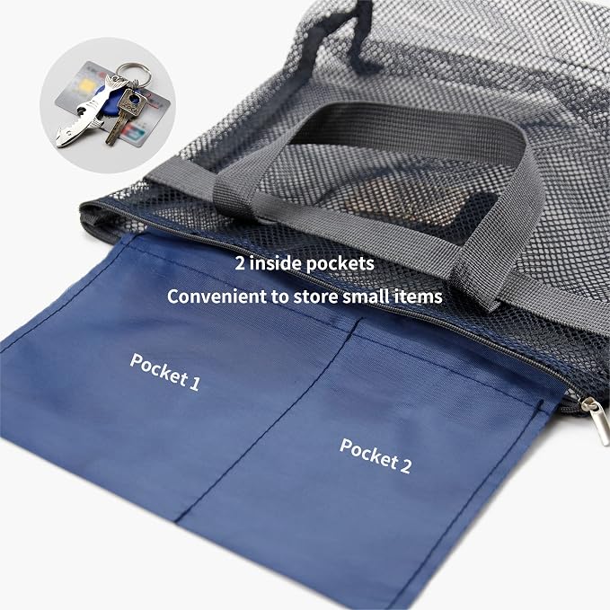 Mesh Shower Caddy Bag Portable Hanging Toiletry and Bath Organizer with Zipper for Travel, Gym, Camping, College Dorms, Beach - Image 4