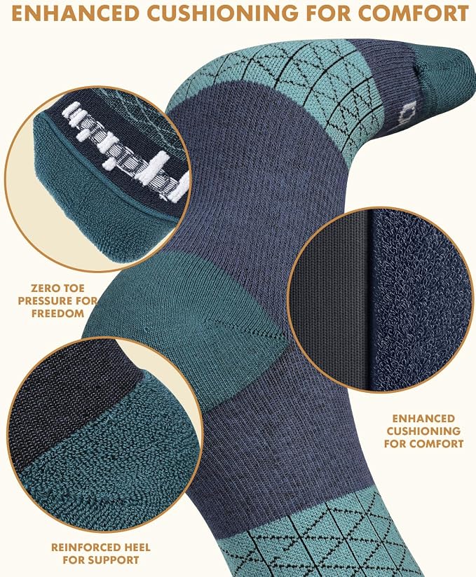 Thick Soft Cotton Compression Socks | 2 Pairs 15-20mmHg Cushioned Soft Breathable Comfortable Knee High Compression Socks for Women Men, Pregnancy Travel Nurse - Image 4