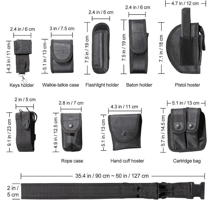 10 in 1 Police Security Duty Belts, Law Enforcement Tactical System | Nylon, Versatile Military Modular Equipment System, Duty Belt Set for Law Enforcement, Ultimate Tactical Belt Set - Image 2