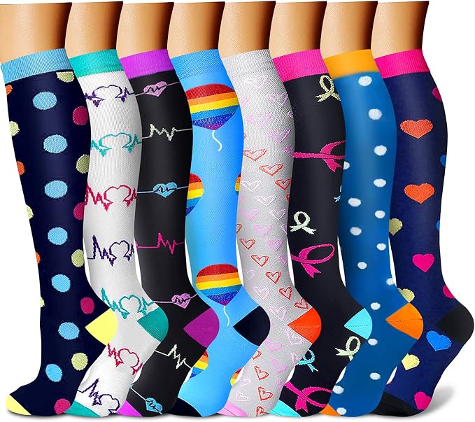 QUXIANG Compression Socks for Women & Men 15-20 mmHg, Best for Medical, Nursing, Running, Athletic, Varicose Veins, Travel by QUXIANG