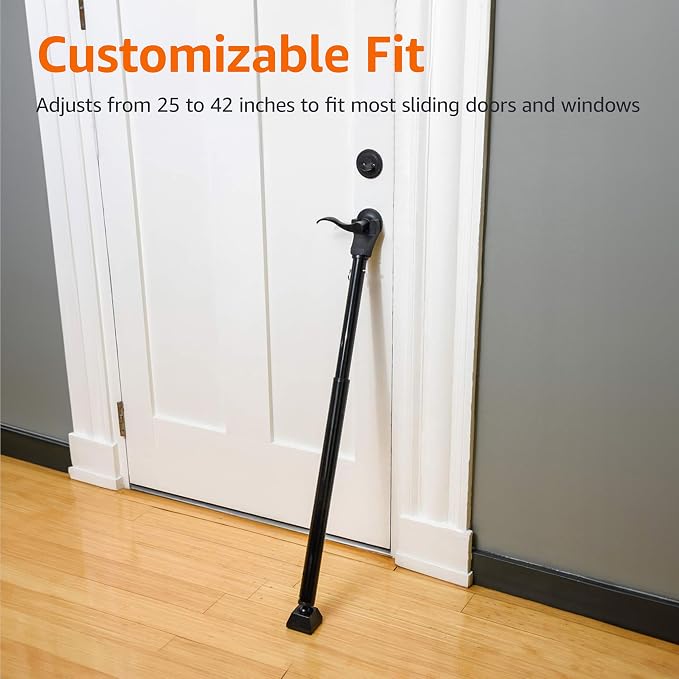 Amazon Basics Door Security Bar, 25-45 inch Adjustable, Security Door Stopper, for Home, Apartment, Hotel, Travel, Black, 1-Pack - Image 4