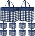 WOWBOX Reusable Grocery Bags,10-Pack, Foldable Reusable Shopping Tote Bags bulk with Reinforced Handles,Large Storage Bags with Water Resistant Coating for Groceries,Multipurpose,Blue-White by WOWBOX