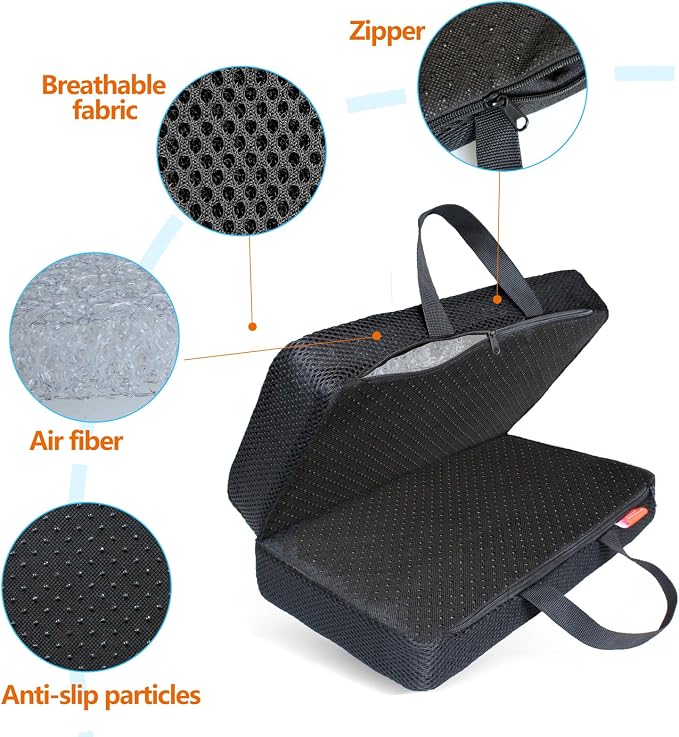 Portable Seat Cushion for Stadium Breathable Foldable Seat Cushion for Airplane,Bleacher,Office Chair,Black - Image 4