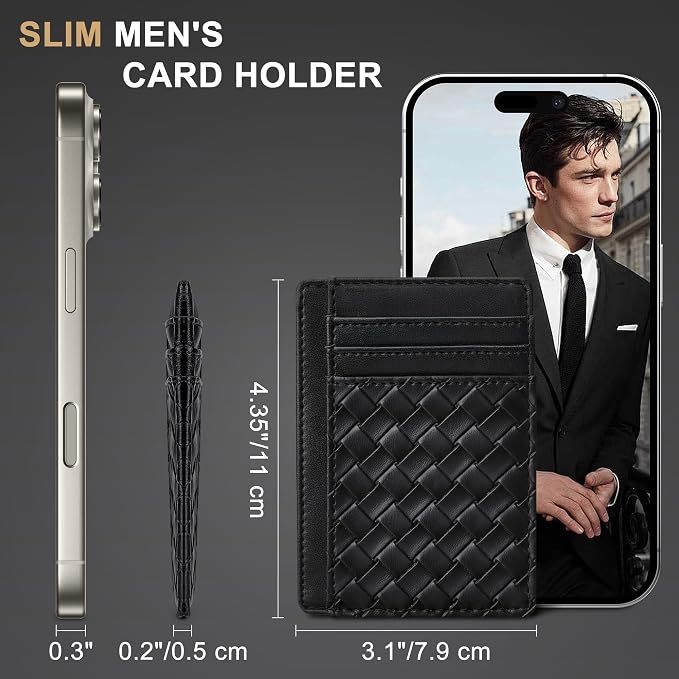 Travelambo Front Pocket Minimalist Leather Slim Wallet RFID Blocking Medium Size - Image 5