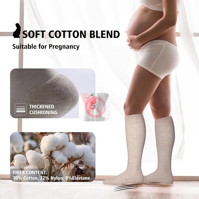 LEVSOX Cotton Compression Socks for Women&Men 20-30mmHg Knee High Cute Support Sock for Nurses Pregnancy Travel - Image 4