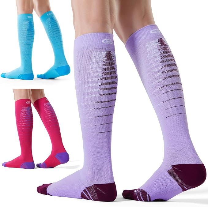 CS CELERSPORT 3/4 Pairs Compression Socks for Men Women Size 6-12 | Knee High Support Socks for Running Nurses Pregnancy Travel Daily Wear by CSCELERSPORT