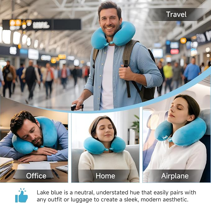 2 Packs Travel Neck Pillow Cover, Reusable U Shaped Washable Cover (Blue) - Image 7