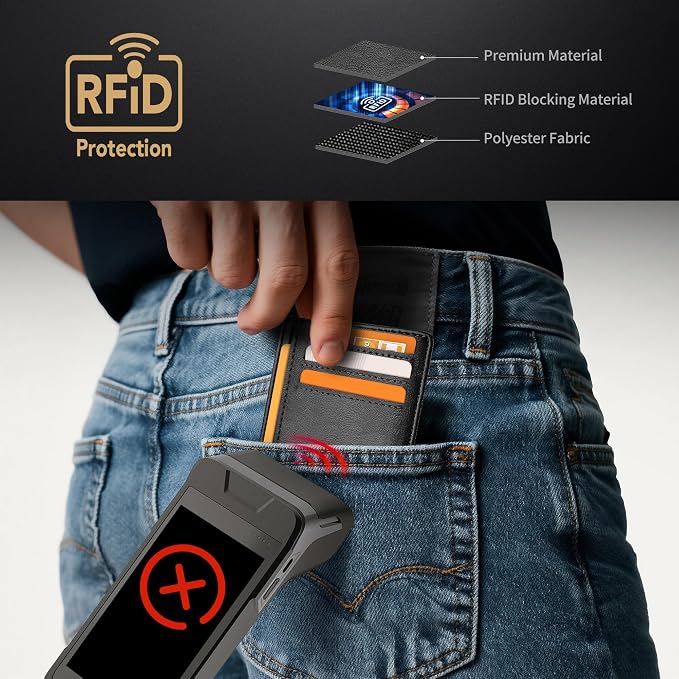 Mayski Slim Wallet, Credit Card Holder for Women, Minimalist Front Pocket RFID Blocking Card Cases, Small Wallet Women Men(Oiled Wax Black) - Image 7