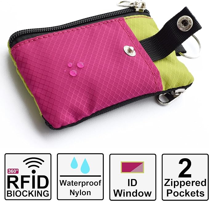 CHENSPRX Minimalist RFID Blocking Small Wallet with ID Window,WaterResistant Zip Id Case Wallet with Lanyard Keychain for Cards,Cash,Travel,Women,Men - Image 2