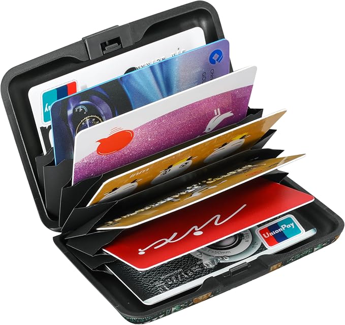 RFID Aluminum Wallet Credit Card Protector Case Holder for Men Women | Mini RFID Aluminum Wallet Credit Cards Holder Business Card Case Metal ID Case for Men Women(Peacock Feathers) - Image 5
