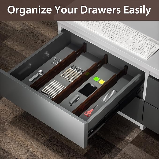 4 PCS Drawer Divider, 17"-22" Adjustable Bamboo Drawer Dividers Organizers, 2.3" High Expandable Separators for Kitchen, Clothes, Dressers, Home, Office, Mocha - Image 6
