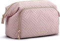 BAGSMART Travel Makeup Bag, Cosmetic Bag Make Up Organizer Case,Large Wide-open Pouch for Women Purse for Toiletries Accessories Brushes Pink by BAGSMART
