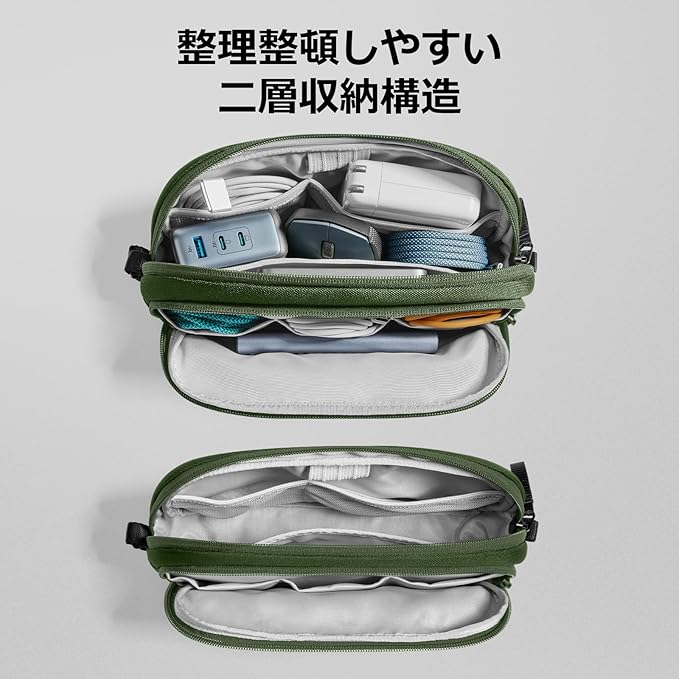 tomtoc Electronic Organizer Travel Case, Dual Compartment Tech Organization | Water Resistant Cable Pouch Storage Bag for Charger, Cord, Phone, Hard Drive, Power Bank, Accessories Travel Essentials - Image 2