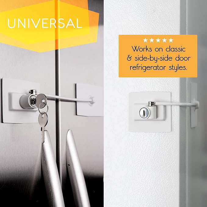2-Pack Guardianite Premium Refrigerator Lock with Built-in Keyed Lock (2-Pack White) - Image 4