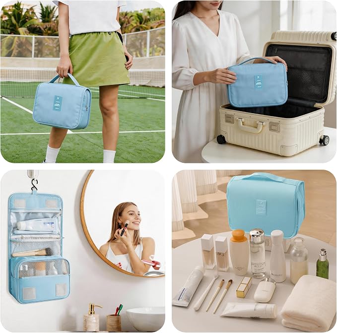 Portable Hanging Toiletry Bag for Travel, Small Multifunctional Makeup Cosmetic Bag for Women, Waterproof Travel Toiletries Organizer, Shower Bathroom Pouch with Hook for Gym, Camping, Business Trips - Image 7