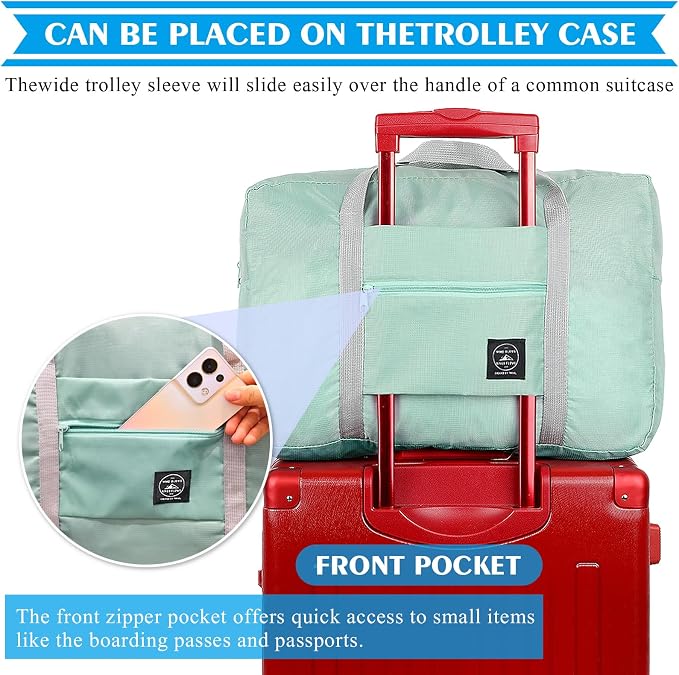 Travel Bag Foldable Duffle Carry on Tote Weekender Overnight Luggage Bag | Travel Bag Carry on Nylon Lightweight Foldable Duffle Tote for Sports Gym Weekender Overnight (With Waterproof Pouch) - Image 3