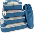 Shacke 5 Set Packing Cubes for Travel with Laundry Bag (Navy Blue) | Suitcase Organizer Bags Set: 4 Water-Resistant Luggage Cubes, XL to Small, + Laundry Bag for Carry-On or Checked by Shacke
