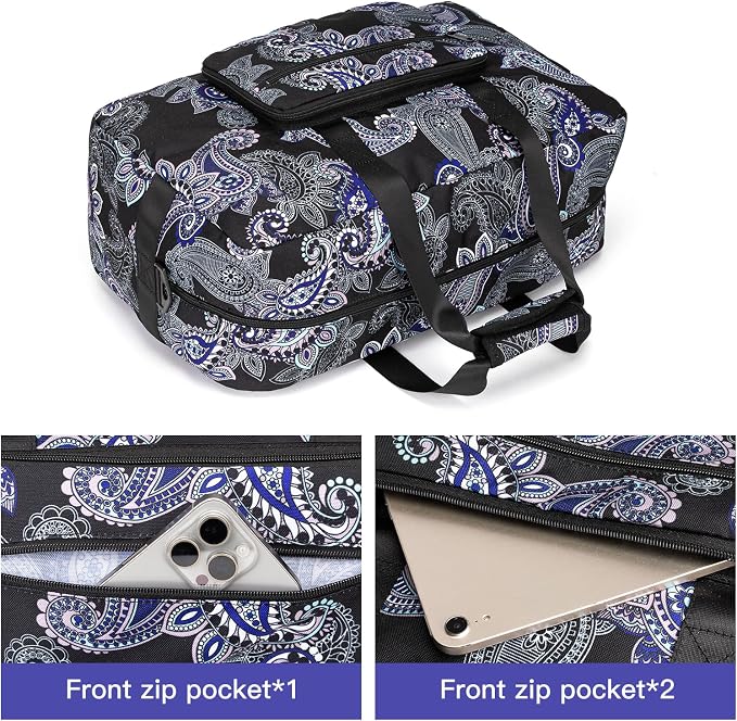 F.FETIVIN Weekender Bag Carry On Travel Duffle Bag Medium Overnight Bag for Women(Black Paisley) - Image 5
