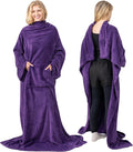 PAVILIA Blanket with Sleeves for Adult Women Men, Soft Warm Wearable Blanket Fleece Wrap Throw, Robe Blanket Gift by PAVILIA