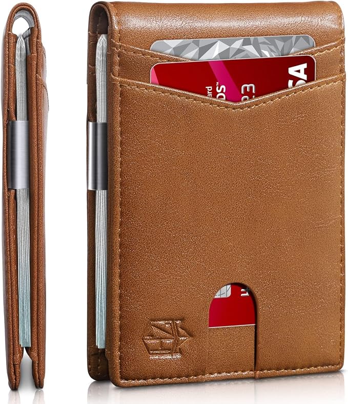 Zitahli Money Clip Wallets for Men,Slim Bifold Wallet 10-12 Cards, Mens Leather Wallet with ID Window,RFID Blocking Thin Minimalist Credit Card Holder,Gifts for Him by Zitahli
