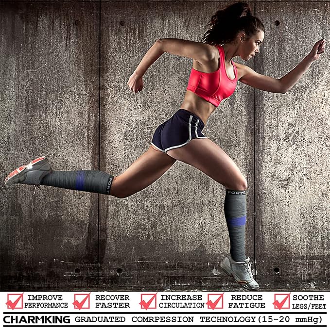 CHARMKING Compression Socks for Women & Men Circulation (3 Pairs) 15-20 mmHg is Best Support for Athletic Running Cycling - Image 2