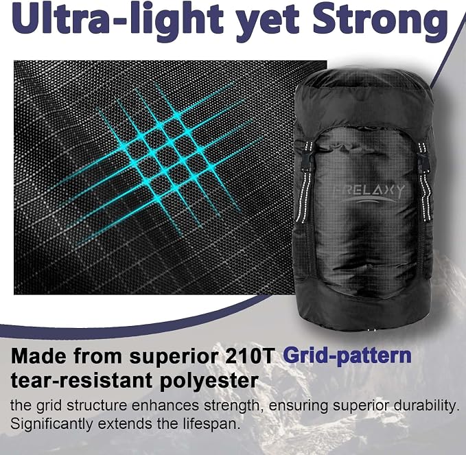 Frelaxy Compression Sack, 40% More Space! Sleeping Bag Stuff Sack | Ultralight Compression Stuff Sack, Water-Resistant & Ultralight Space Saving Gear for Camping, Hiking 11L/18L/30L/45L/52L - Image 3