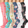 Compression Socks for Women & Men 6 Pairs | 20-30 mmHg Breathable & Moisture-Wicking Comfortable & Skin-Friendly Knee High Support Socks for Nurse, Travel, Pregnancy by OUIVIAL