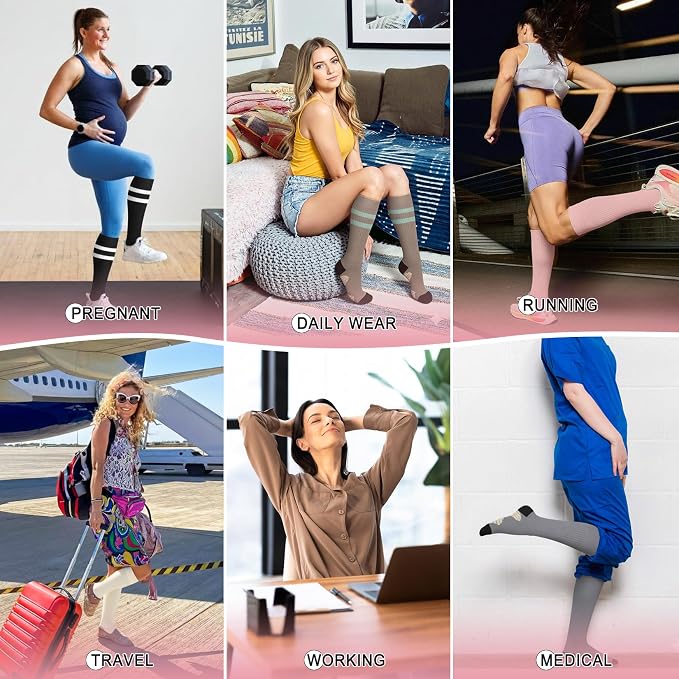 4 Pairs Compression Socks for Women Circulation-Best Support for Nurses,Running,Athletic,Travel - Image 7